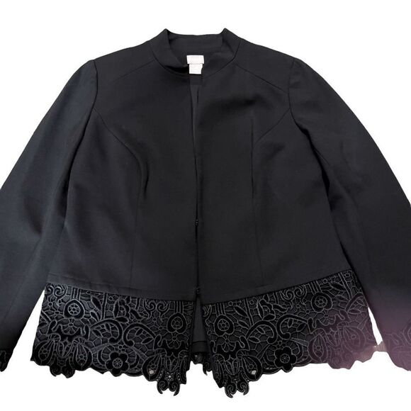 CHICO’S Lace Hem Ponte Jacket Size 0 (4) - Picture 4 of 16